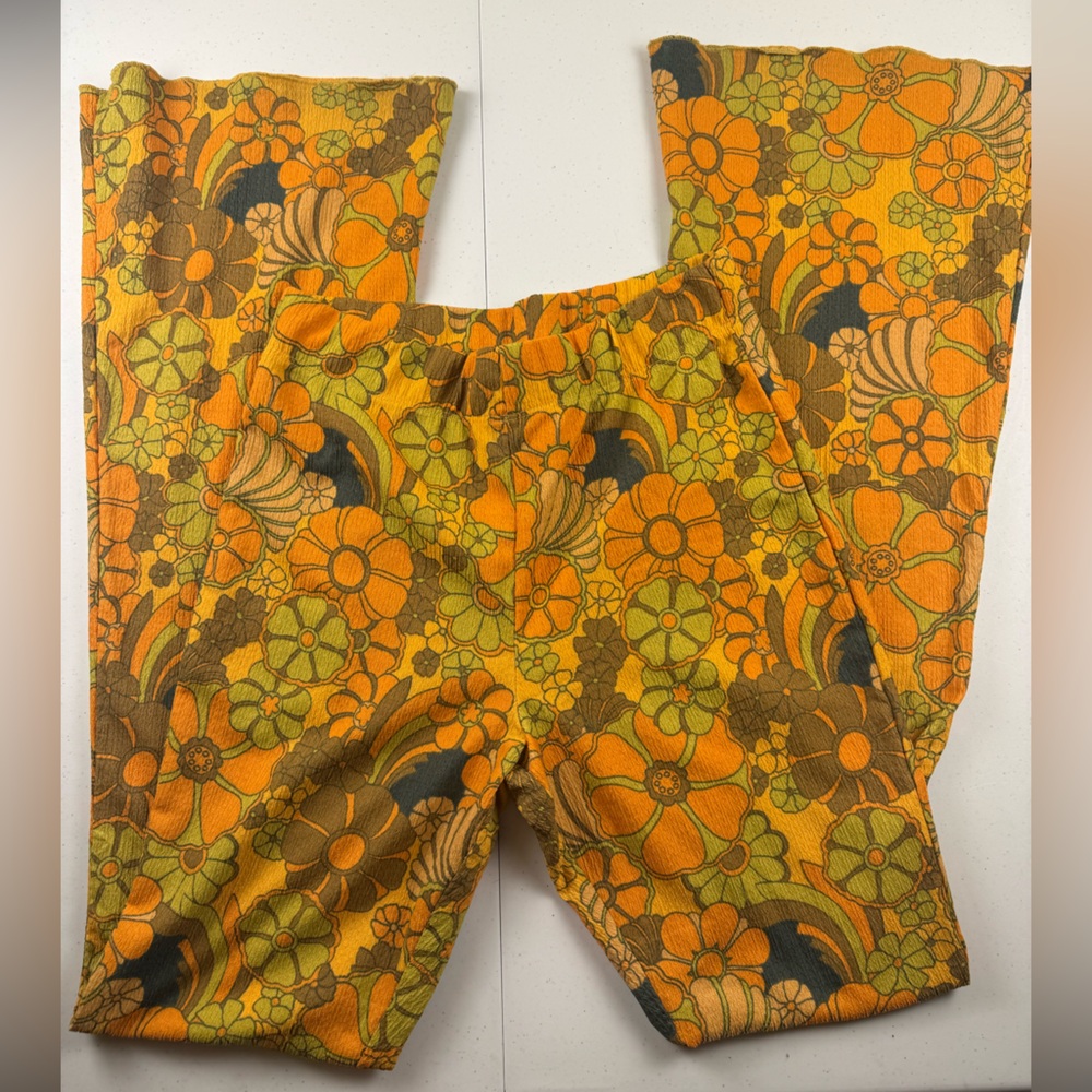 Vintage-Inspired Orange Floral Women's Pants